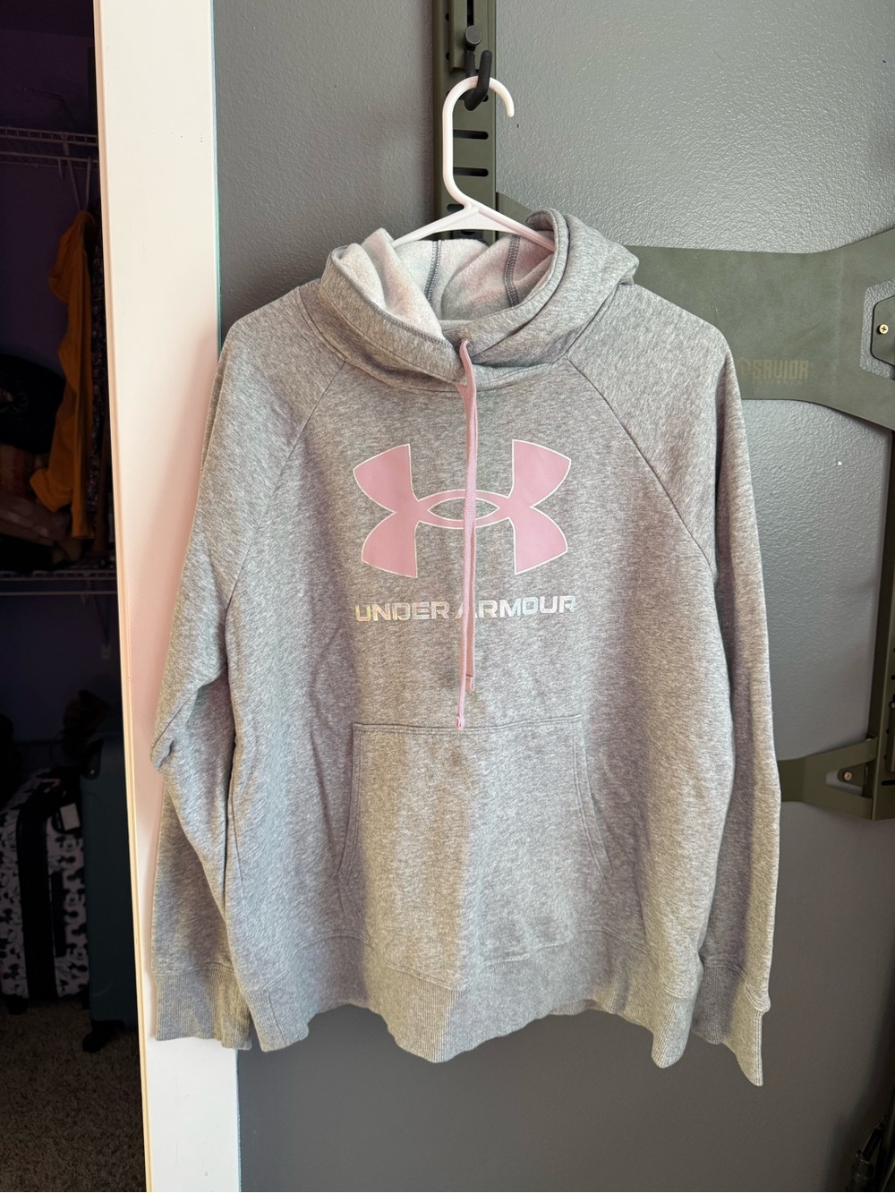 Under Armour Gray Cowl Neck Sweatshirt with Pink Logo